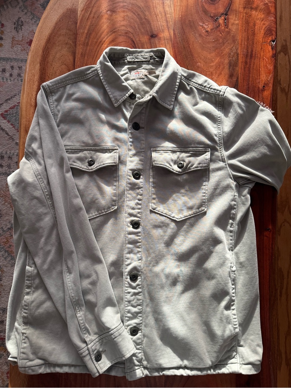 Faherty Cotton Shirt Jacket Light Sage Green Men’s Large
